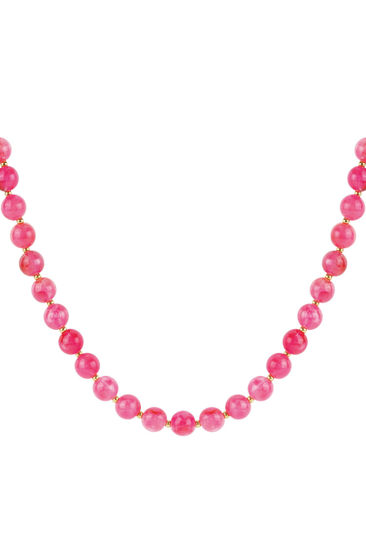 Small Beaded Statement Necklace / Fuchsia