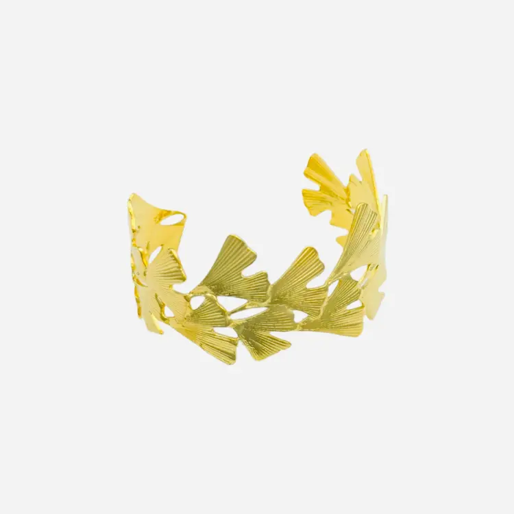 Gold Leafy Bangle Bracelet