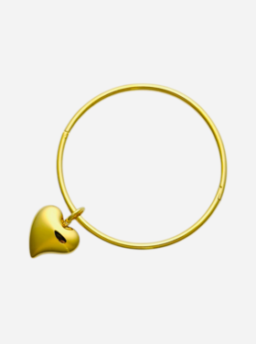 Gold Heart Charm Bangle Bracelet