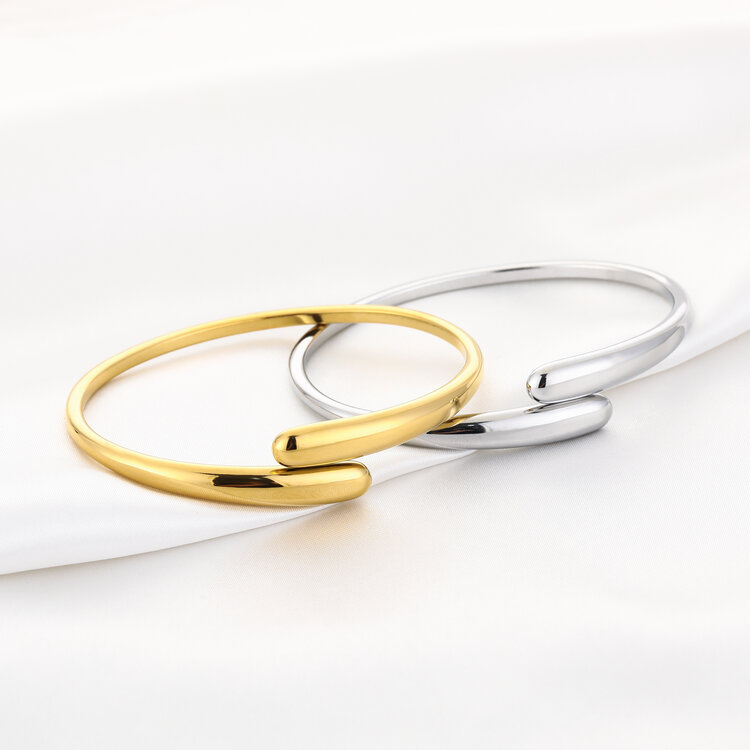 Gold Drop Wrap Bangle Bracelet