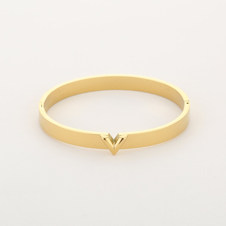 Gold Little V Bangle Bracelet