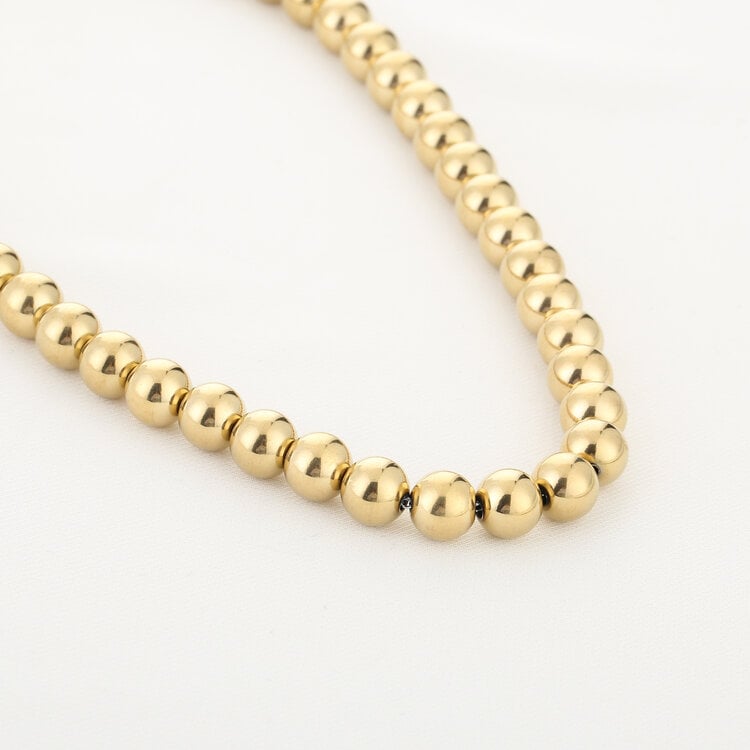 Small Beaded Statement Necklace / Gold (Heavy)