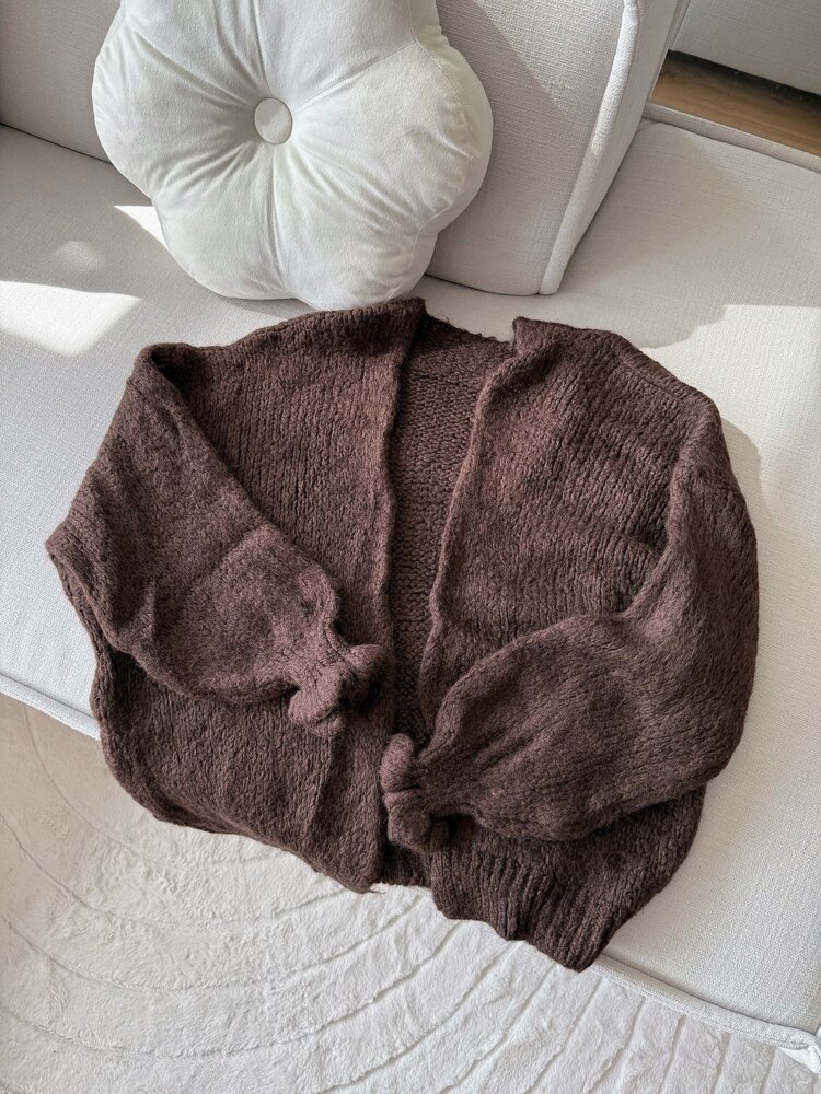 Celia Ruffle Knit Cardigan / Brown