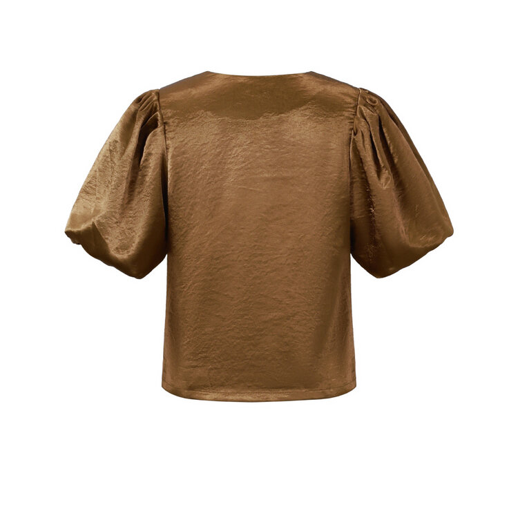 Oriana Puff Sleeve Top / Brown