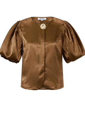 Oriana Puff Sleeve Top / Brown