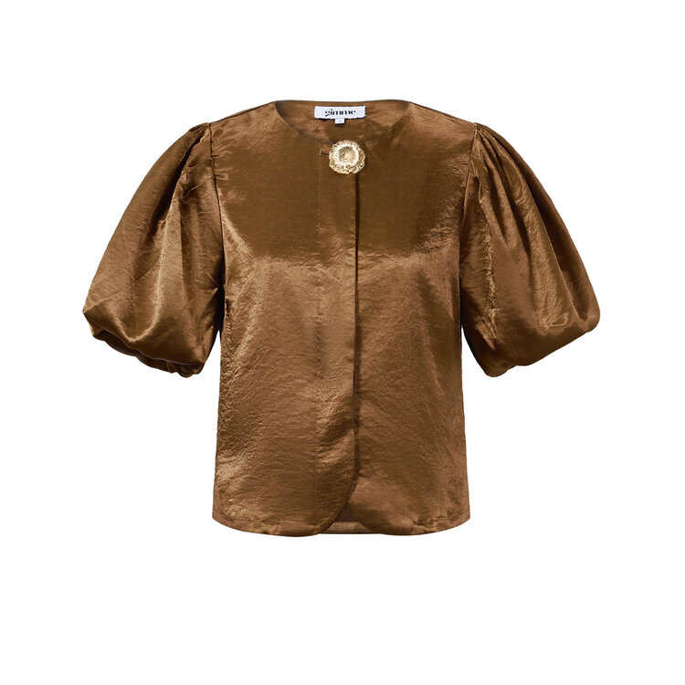 Oriana Puff Sleeve Top / Brown