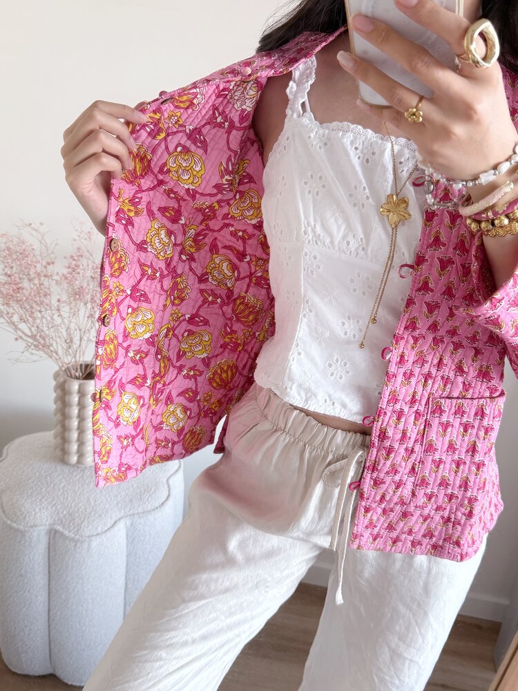 Anika Flower Boho Jacket / Pink