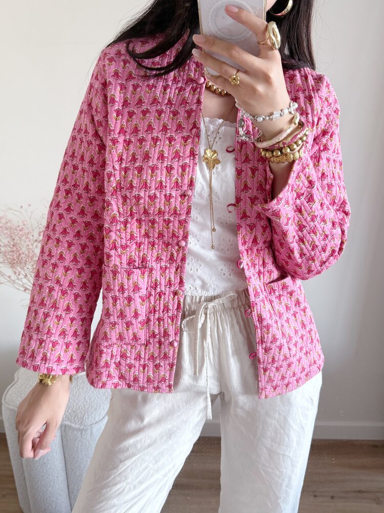 Anika Flower Boho Jacket / Pink