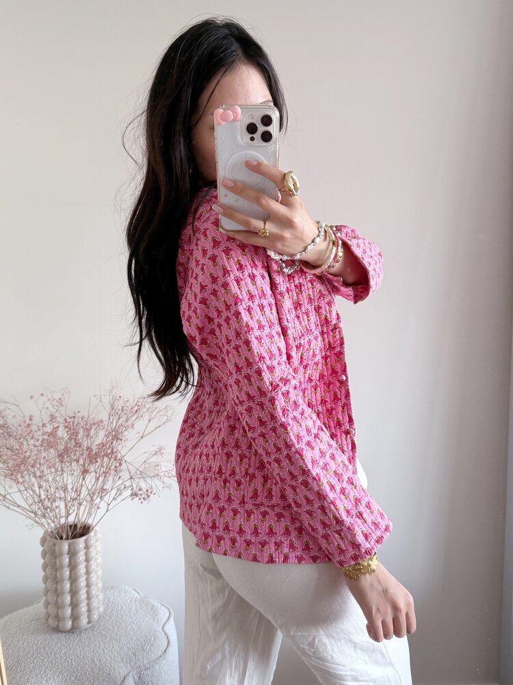 Anika Flower Boho Jacket / Pink