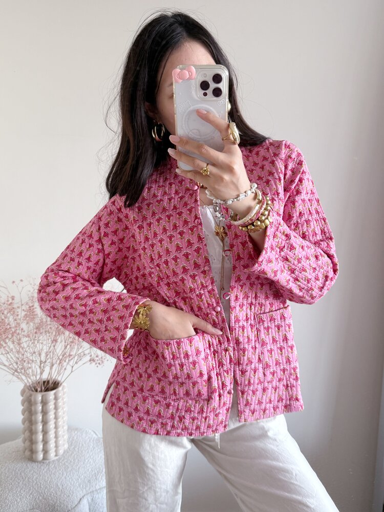 Anika Flower Boho Jacket / Pink