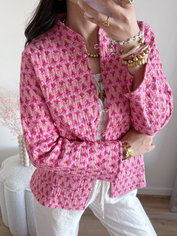 Anika Flower Boho Jacket / Pink