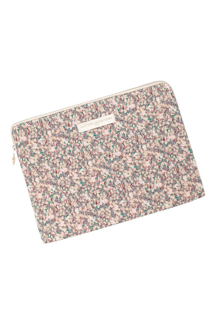 Belin Flower Laptop Pouch / Ecru