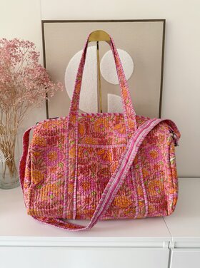 Yasmina Flower Travel Bag / Pink Orange