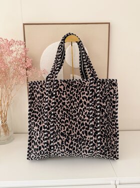 Macie Leopard Shopper Bag / Velour Brown