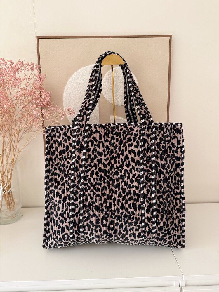 Macie Leopard Shopper Bag / Velour Brown