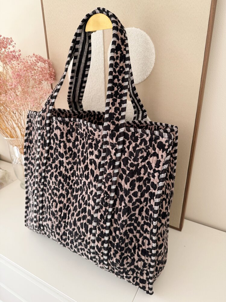 Macie Leopard Shopper Bag / Velour Brown