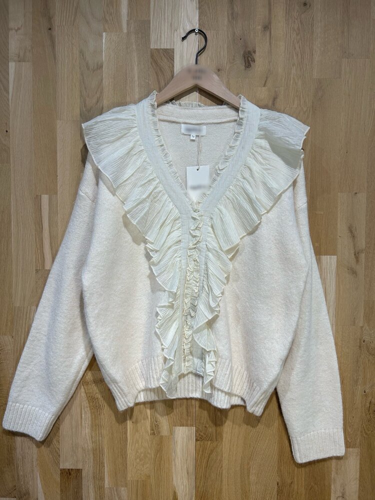 Milly Frill Knit Sweater / Beige