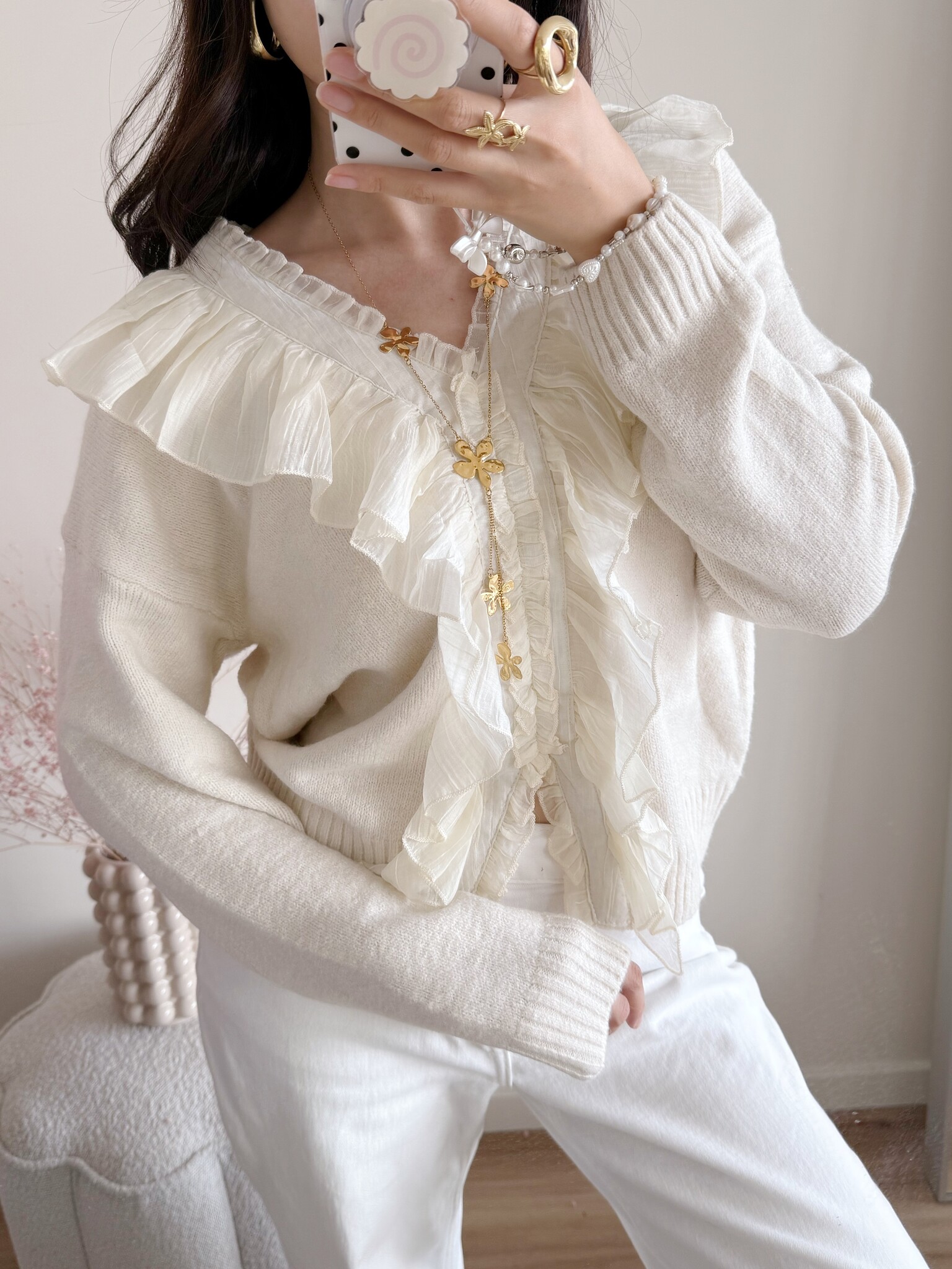 Milly Frill Knit Sweater / Beige - Hello My Love