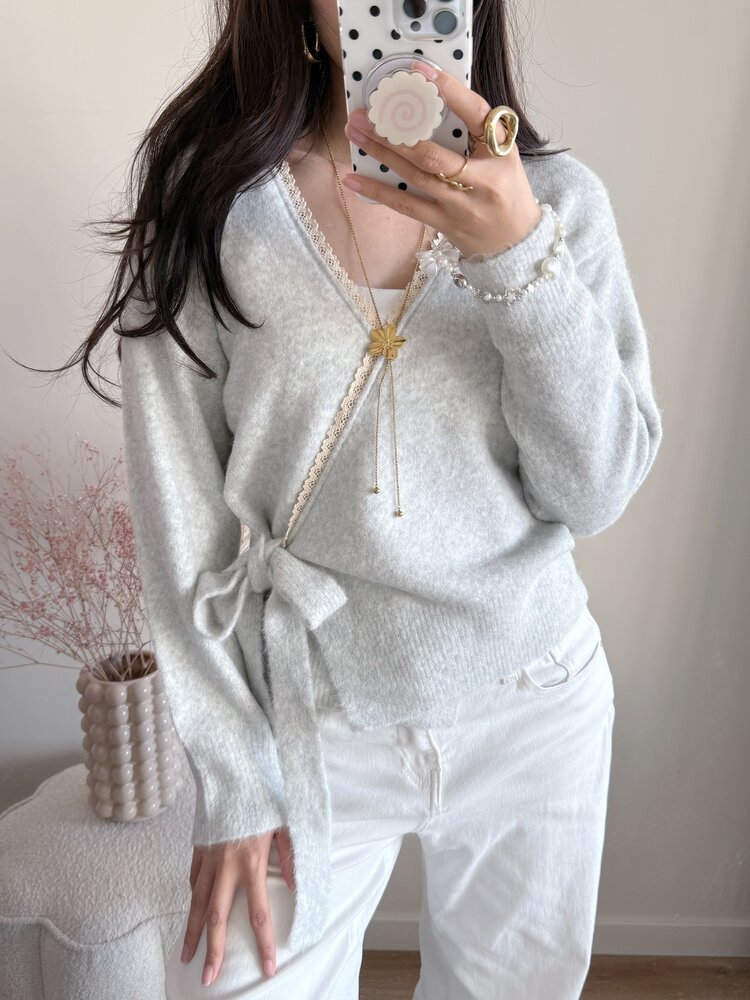Elea Wrap Cardigan / Light Grey