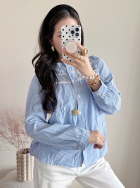 Aviva Striped Blouse / Light Blue
