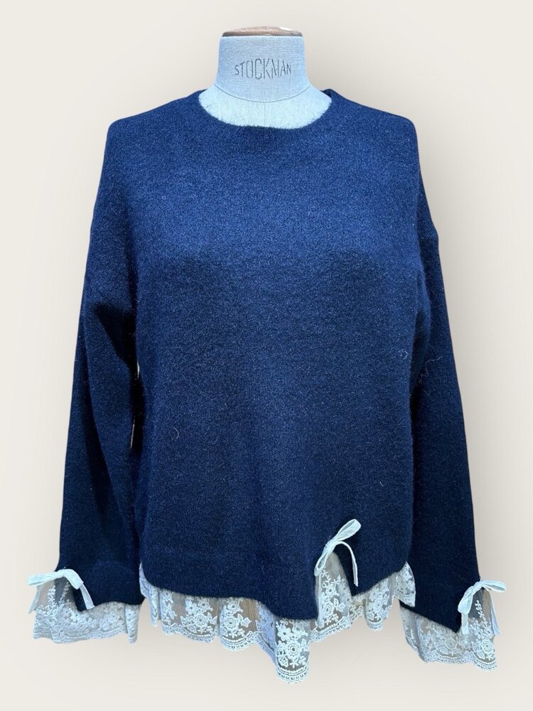 Daniella Lace Knit Sweater / Navy Blue