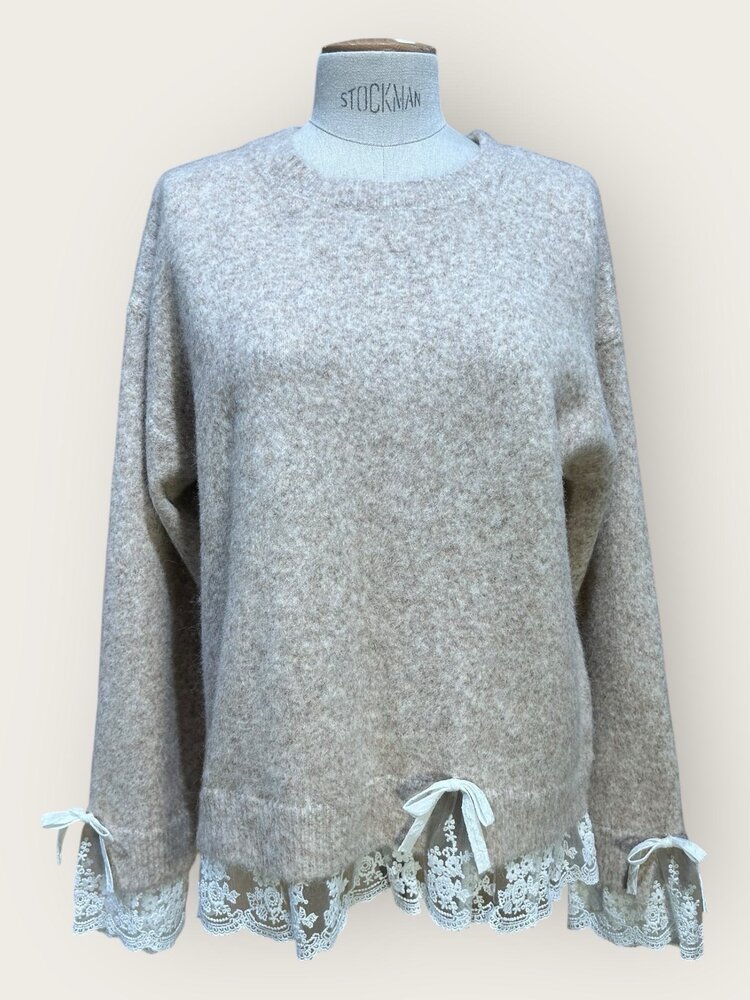 Daniella Lace Knit Sweater / Taupe