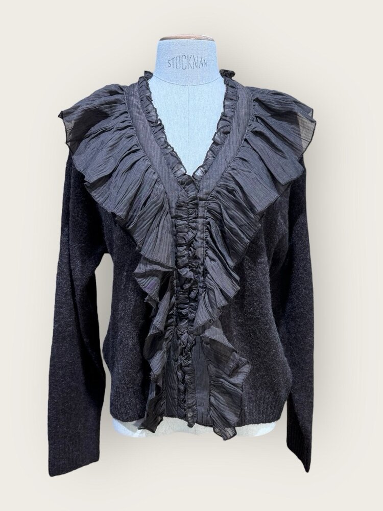 Milly Frill Knit Sweater / Brown