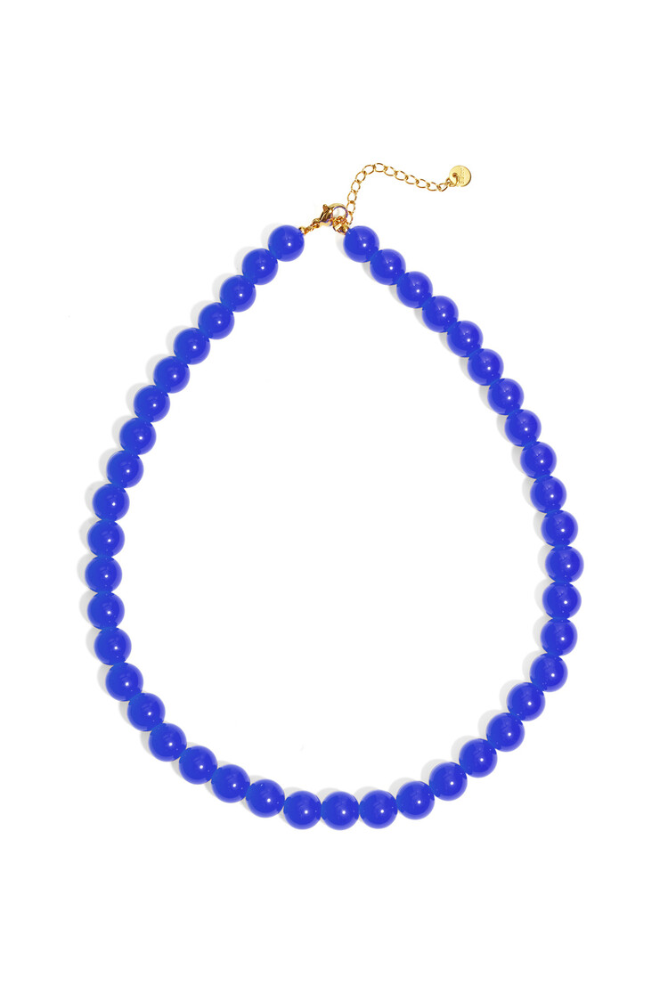 Small Beaded Statement Necklace / Cobalt Blue