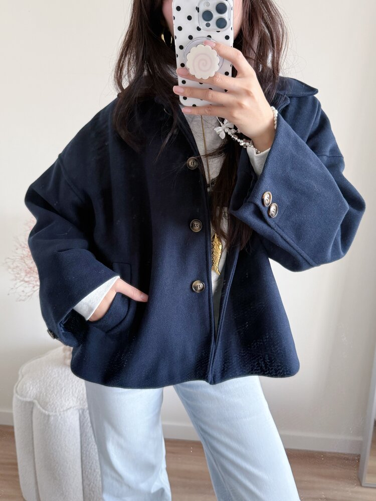 Libby Short Trenchcoat / Navy Blue