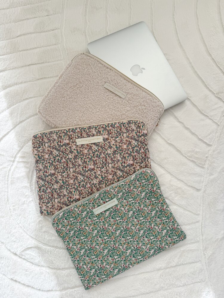 Belin Flower Laptop Pouch / Ecru