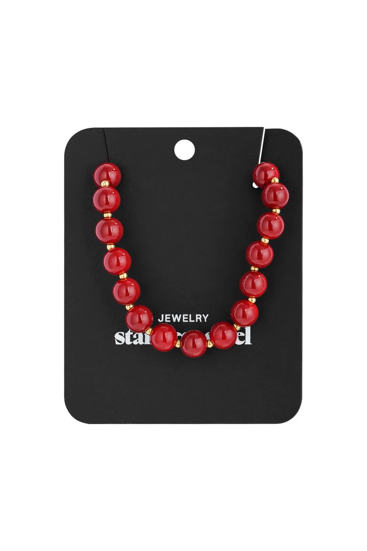 Small Beaded Statement Necklace / Wine Red