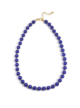 Small Beaded Statement Necklace / Dark Blue