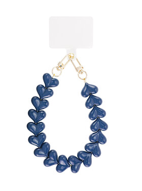 Gold Chubby Hearts Phone Cord / Navy Blue