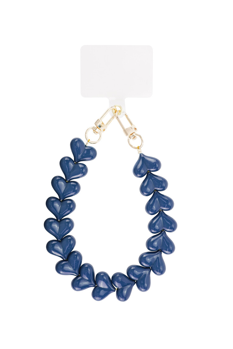 Gold Chubby Hearts Phone Cord / Navy Blue