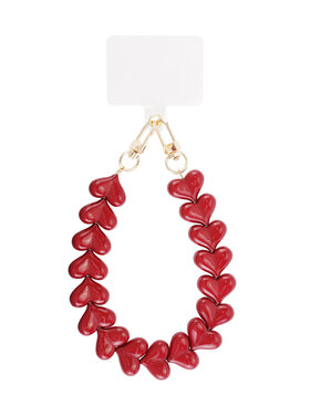 Gold Chubby Hearts Phone Cord / Dark Red