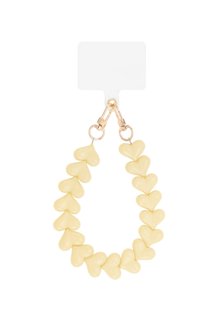 Gold Chubby Hearts Phone Cord / Beige