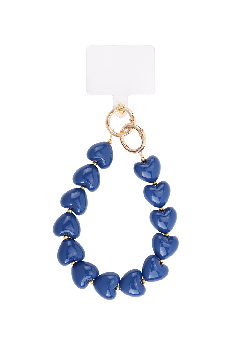 Gold Hearts Dots Phone Cord / Navy Blue