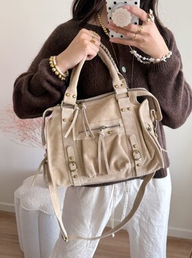 Rosie Suede City Studs Bag / Light Camel