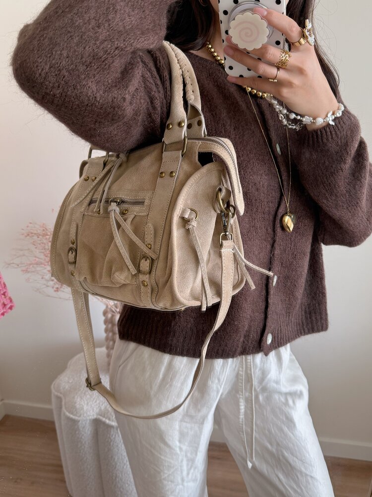 Rosie Suede City Studs Bag / Light Camel