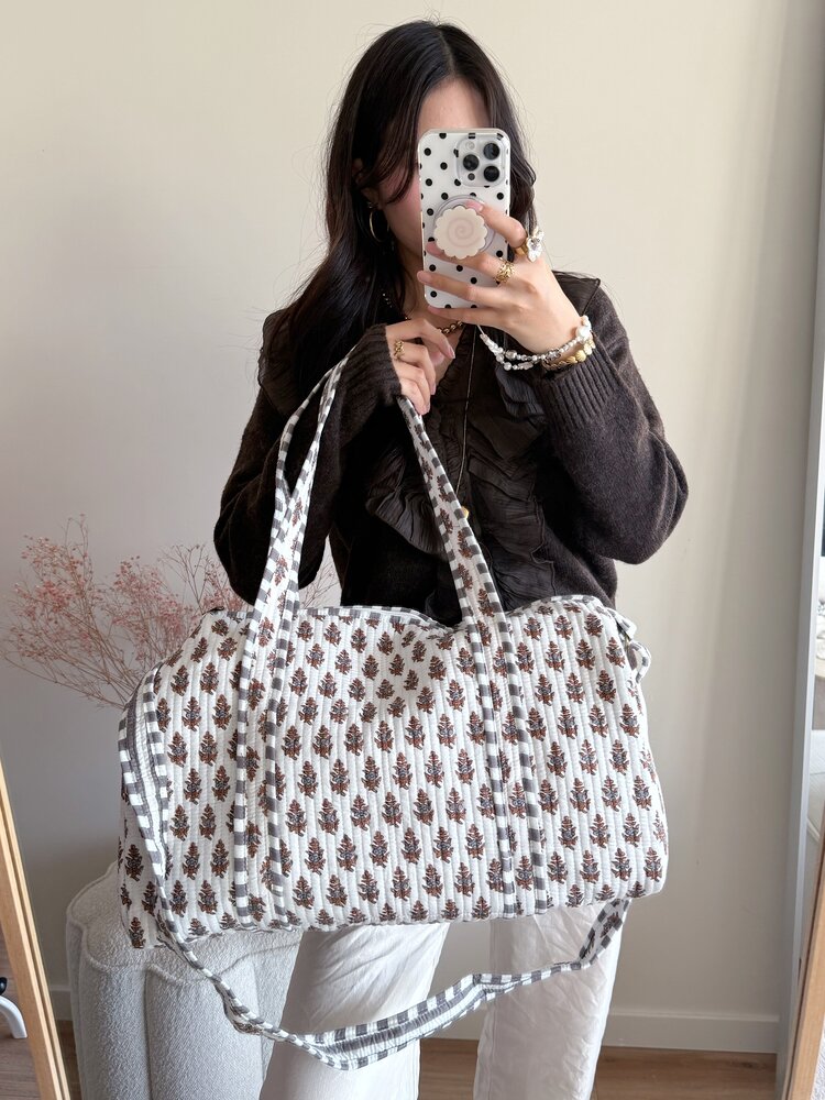 Yasmina Flower Travel Bag / White