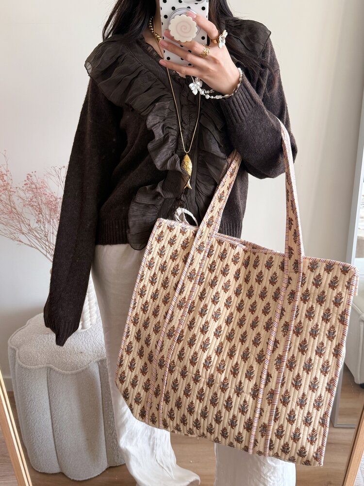 Macie Flower Shopper Bag / Beige