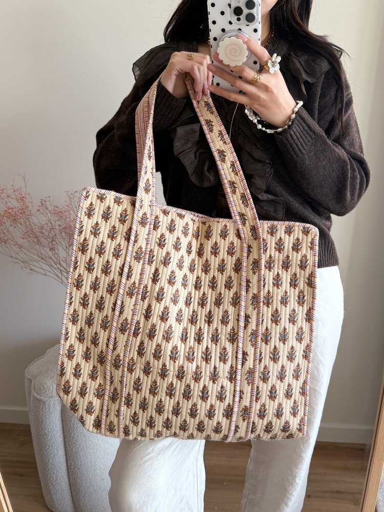 Macie Flower Shopper Bag / Beige