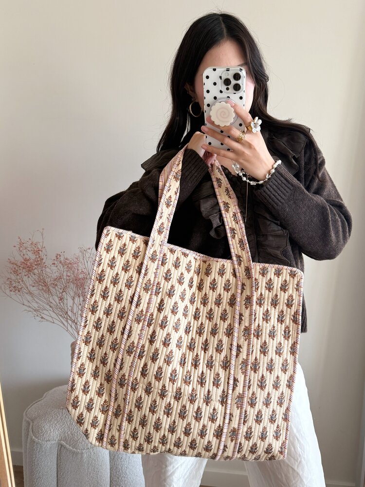 Macie Flower Shopper Bag / Beige