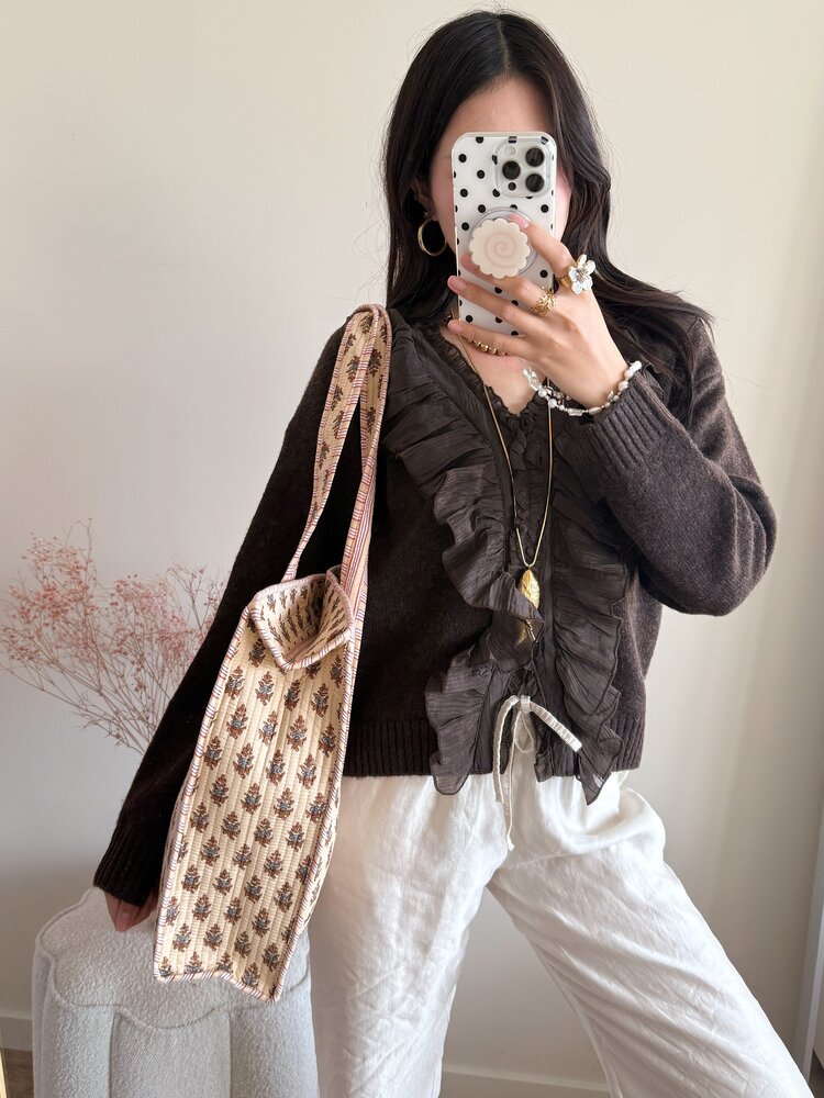 Macie Flower Shopper Bag / Beige