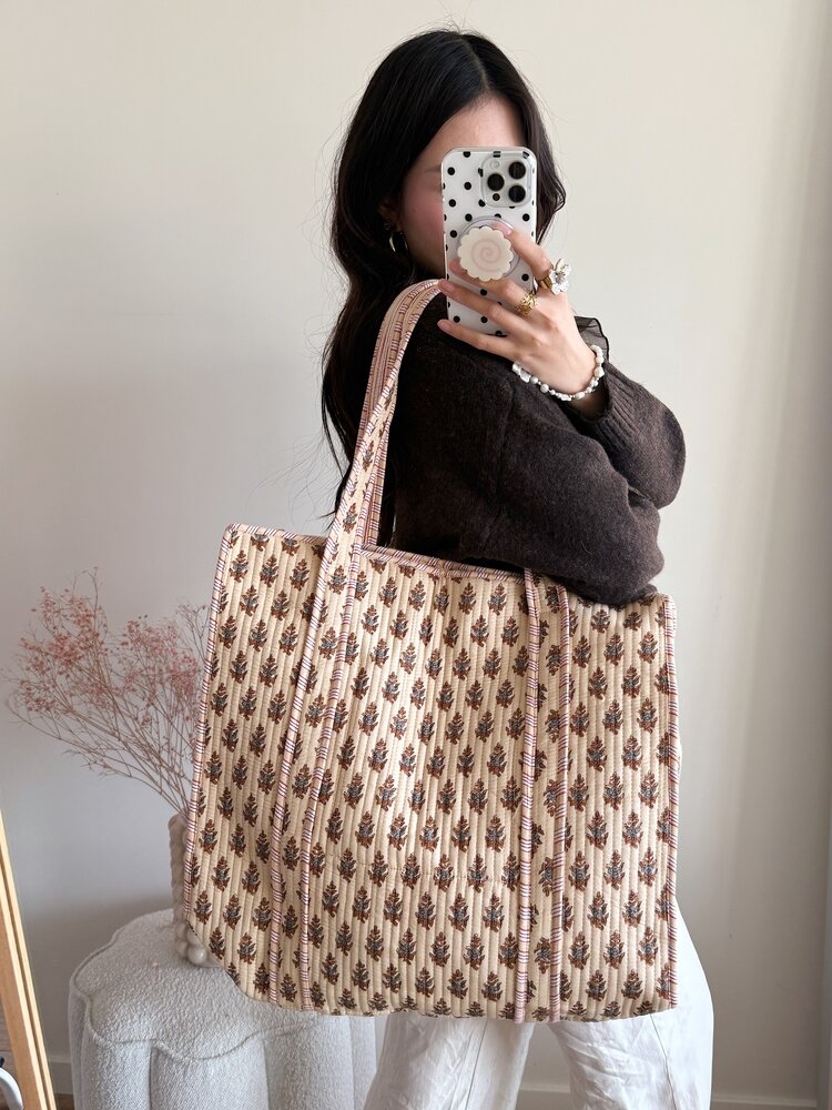 Macie Flower Shopper Bag / Beige