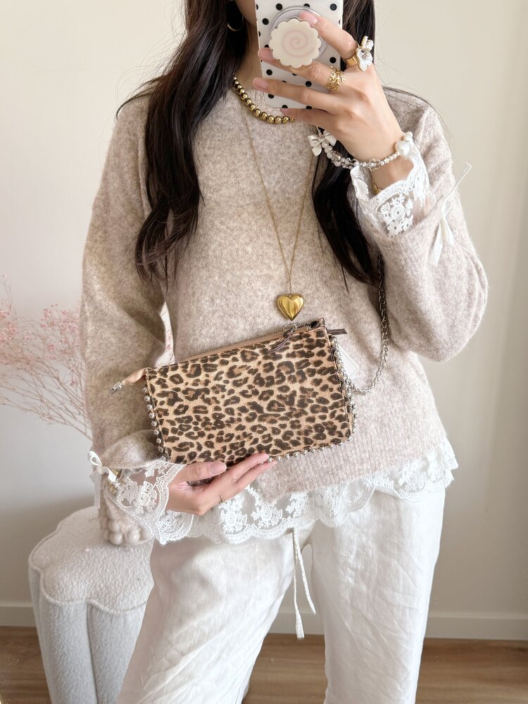 Suzy Crossbody Studs Bag / Leopard