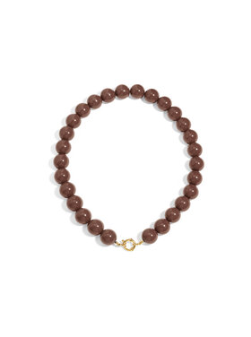 Bold Beaded Statement Necklace / Brown