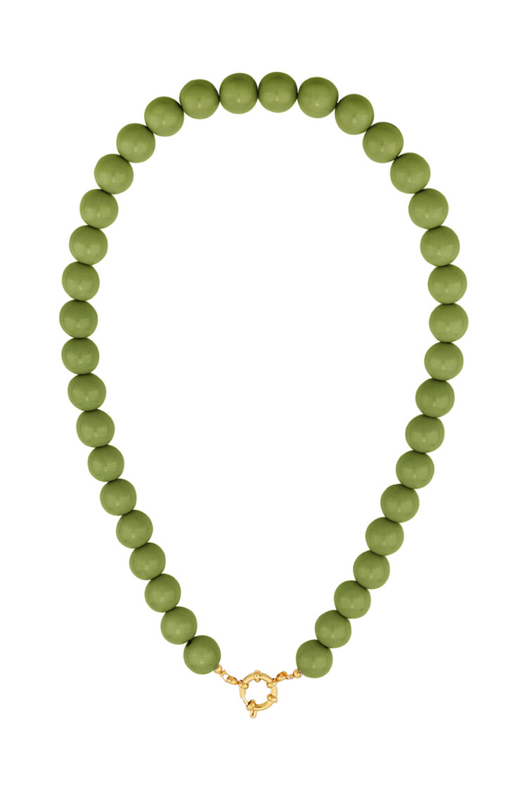 Small Beaded Statement Necklace / Green