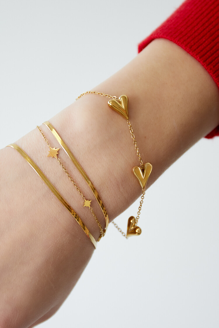 Gold Simple Triple Heart Bracelet