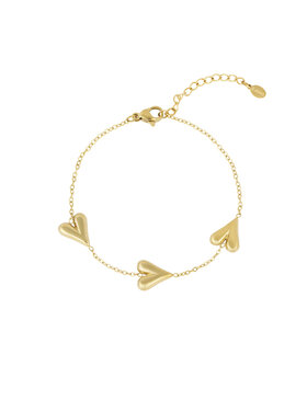 Gold Simple Triple Heart Bracelet